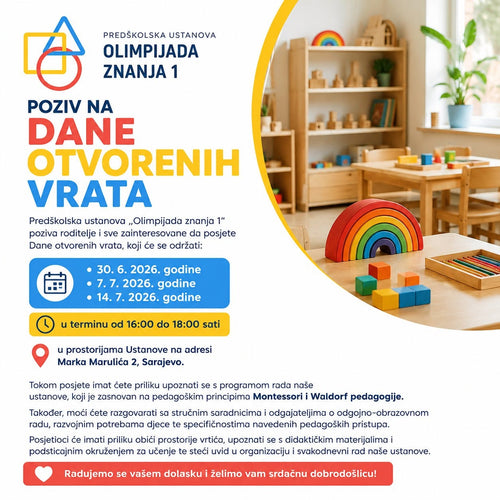 Predškolska ustanova „Olimpijada znanja 1“ organizuje Dane otvorenih vrata